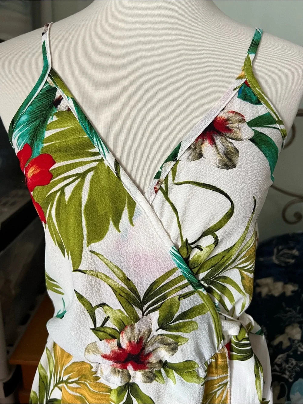 See You Monday Medium Spaghetti Strap Floral Multicolor Wrap Maxi Dress